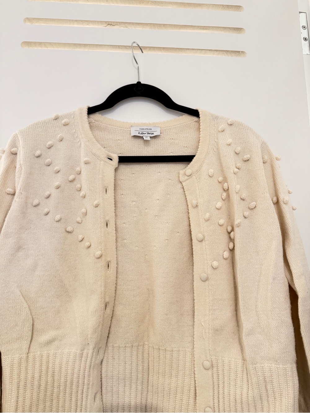 & Other Stories Cream Pom-Pom Knit Cardigan - Picture 2 of 3